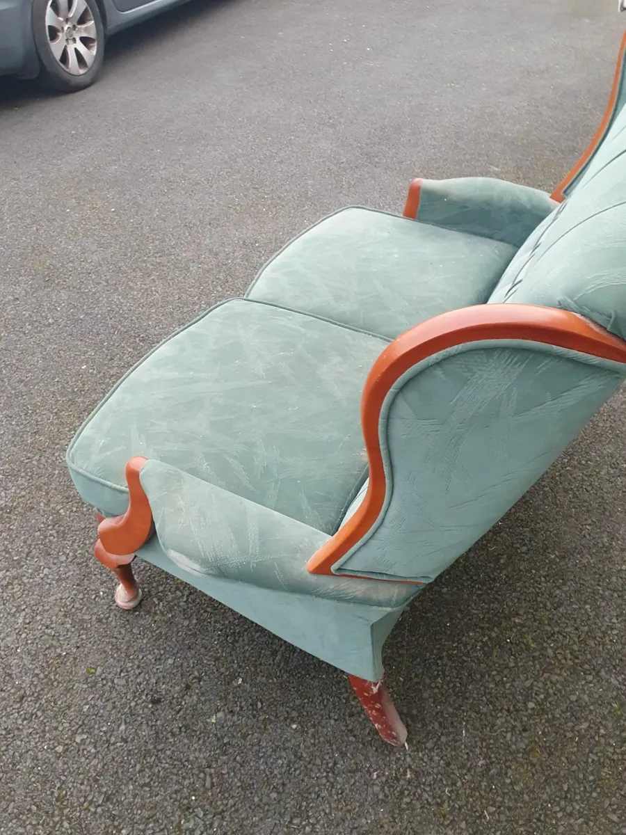 Antique 2 seater couch and chair - Image 1