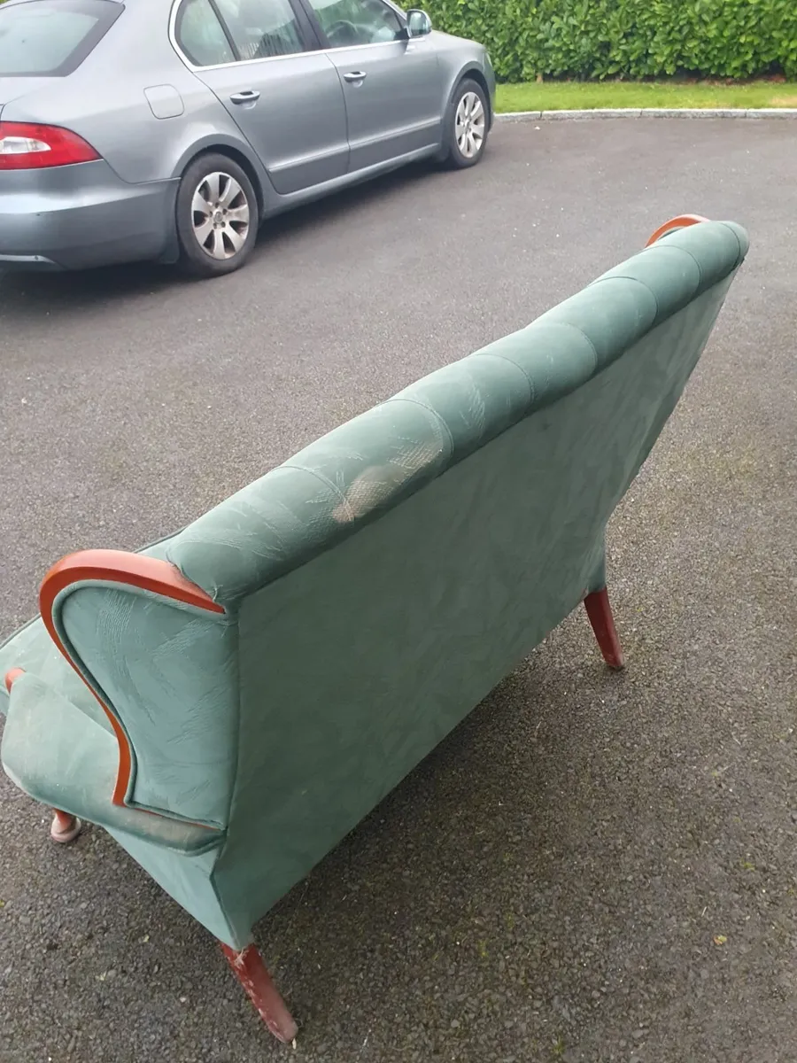 Antique 2 seater couch and chair - Image 2