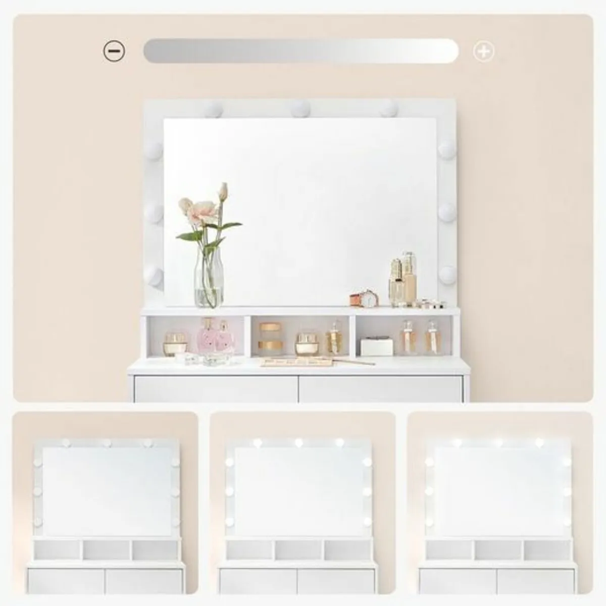 Dressing table with mirror and light bulbs dressin - Image 4