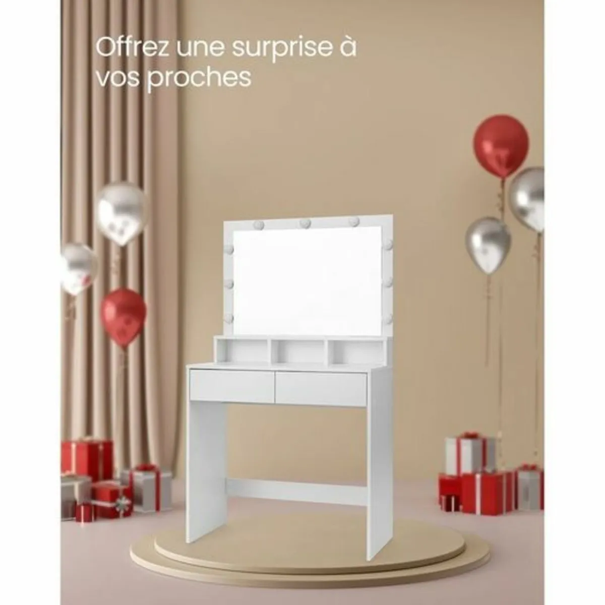 Dressing table with mirror and light bulbs dressin - Image 1