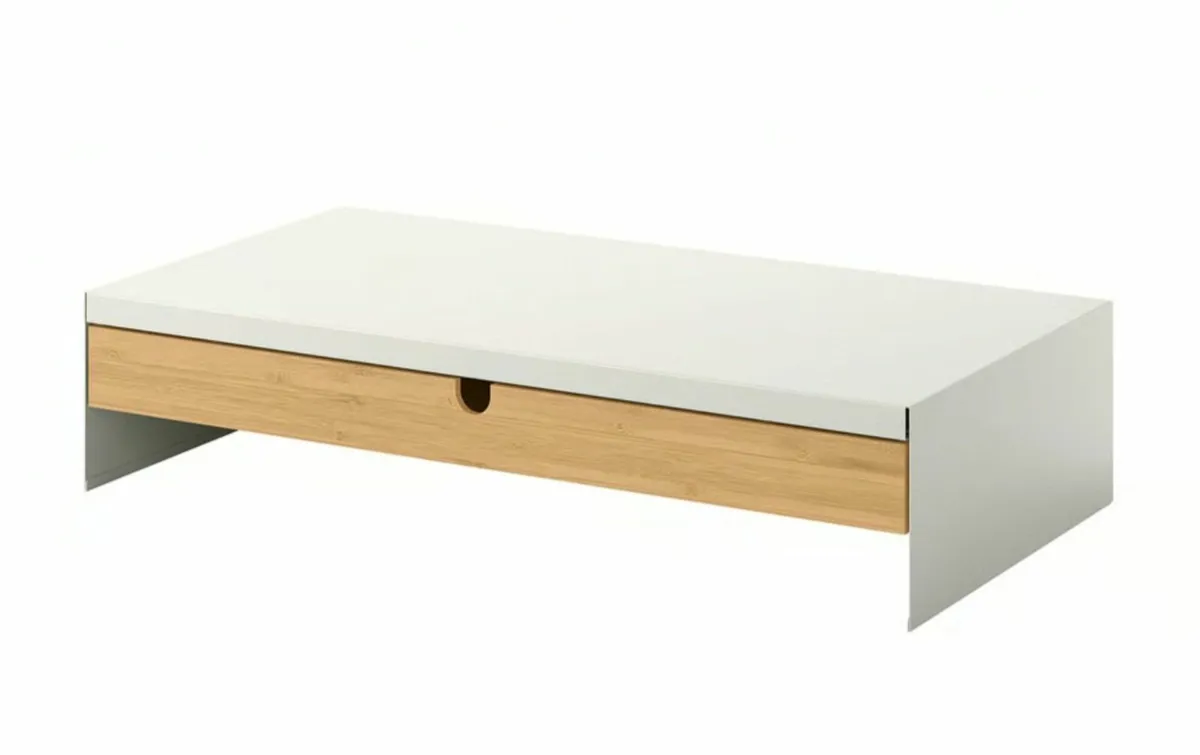 Monitor stand with drawer, white - Image 1