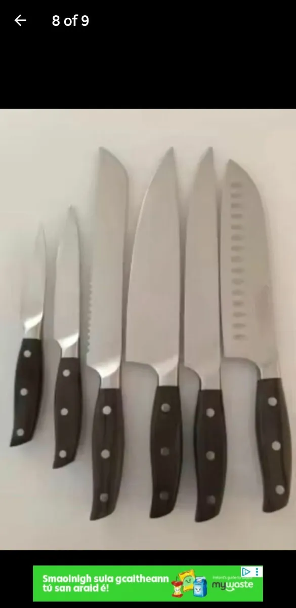 Knife Set 6 NEW Cleaver Chef Bread Knife High Carb - Image 2