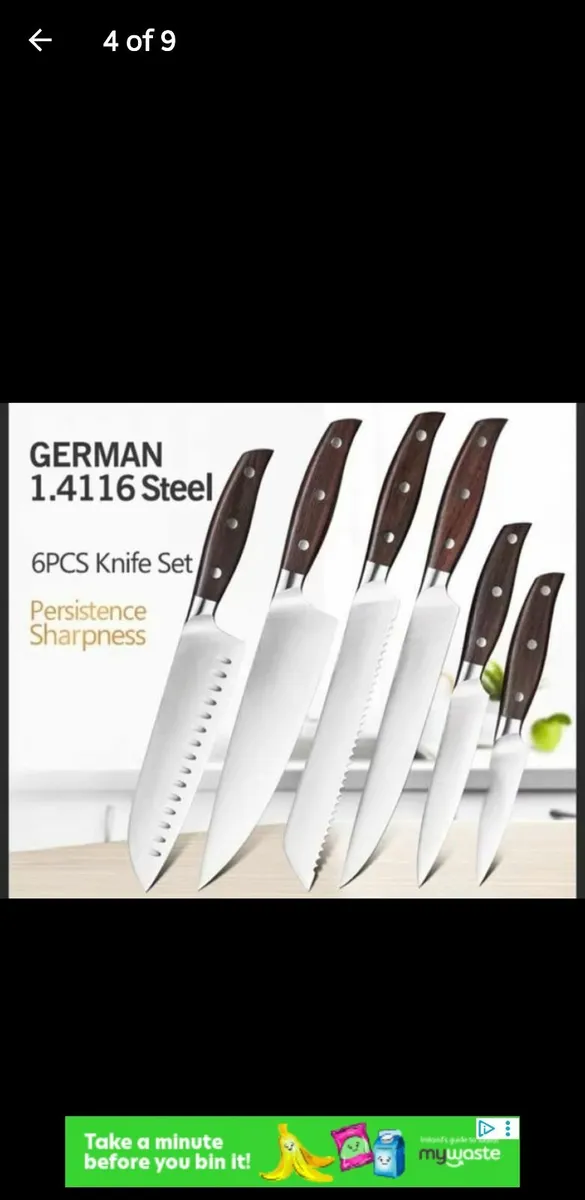 Knife Set 6 NEW Cleaver Chef Bread Knife High Carb - Image 3