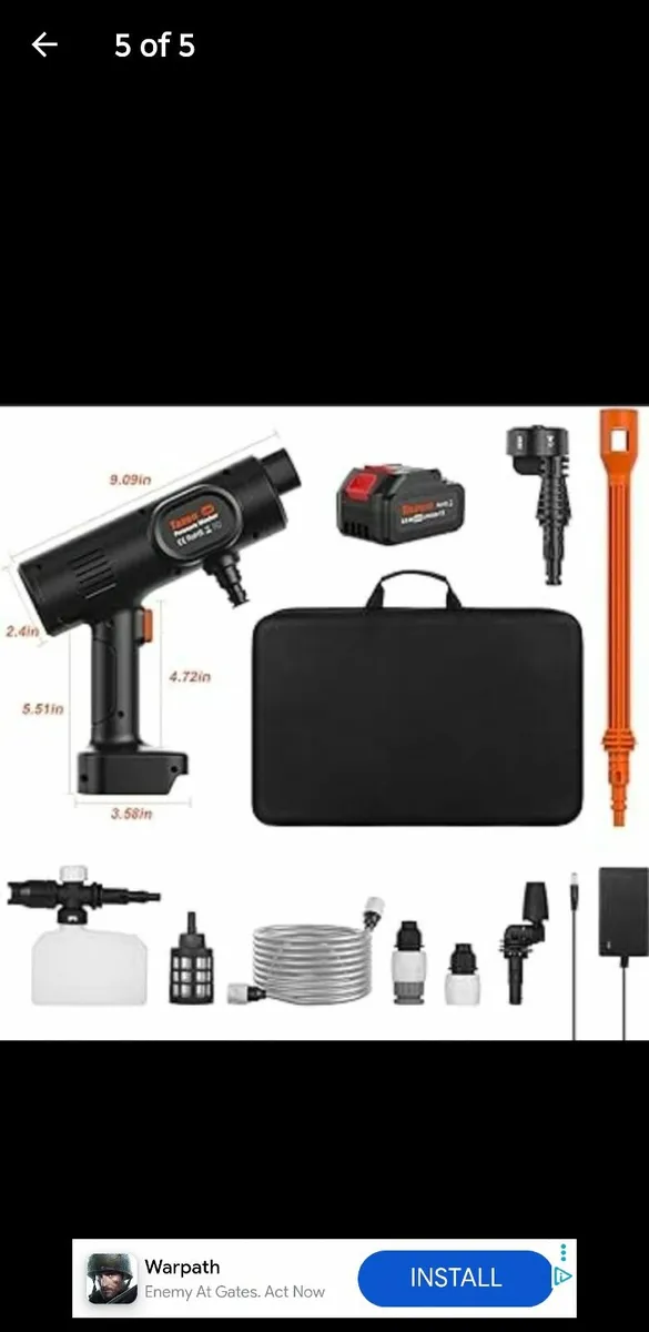Cordless Pressure Washer 21v 22bar Portable Power - Image 1