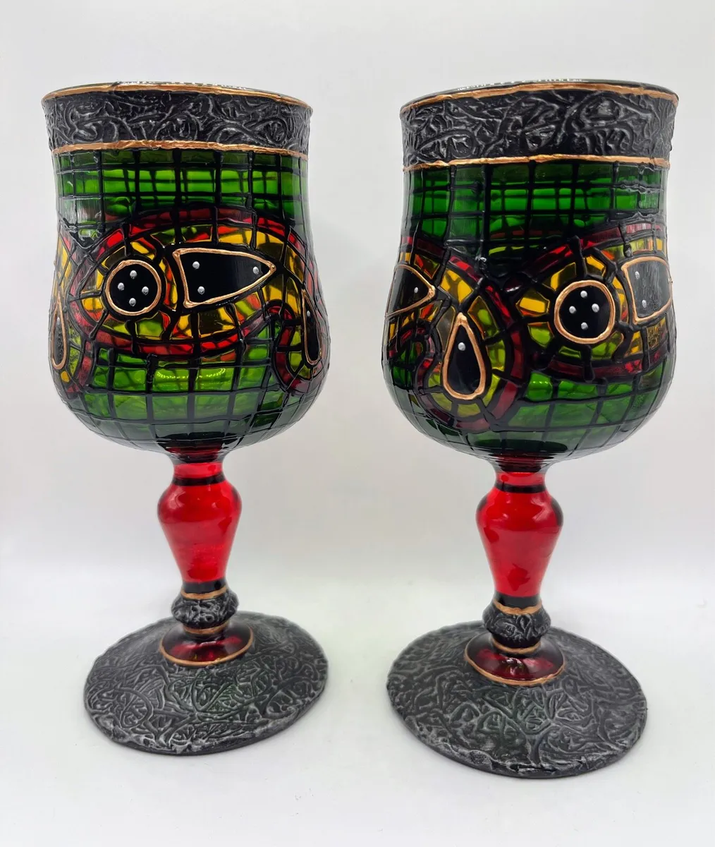 Karl Hulme stained glass Celtic goblets - Image 1