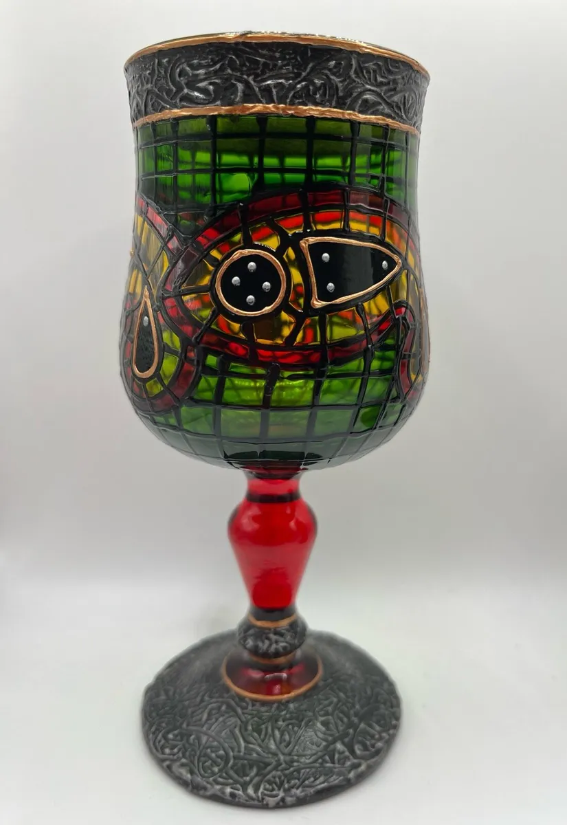 Karl Hulme stained glass Celtic goblets - Image 2