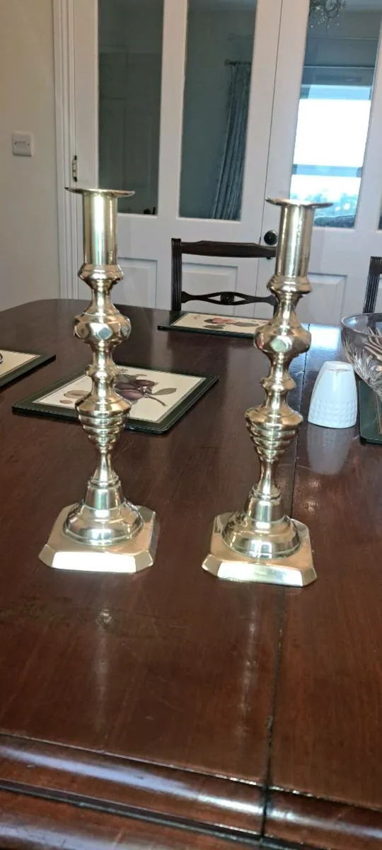 Old brass candle stick holders - Image 1
