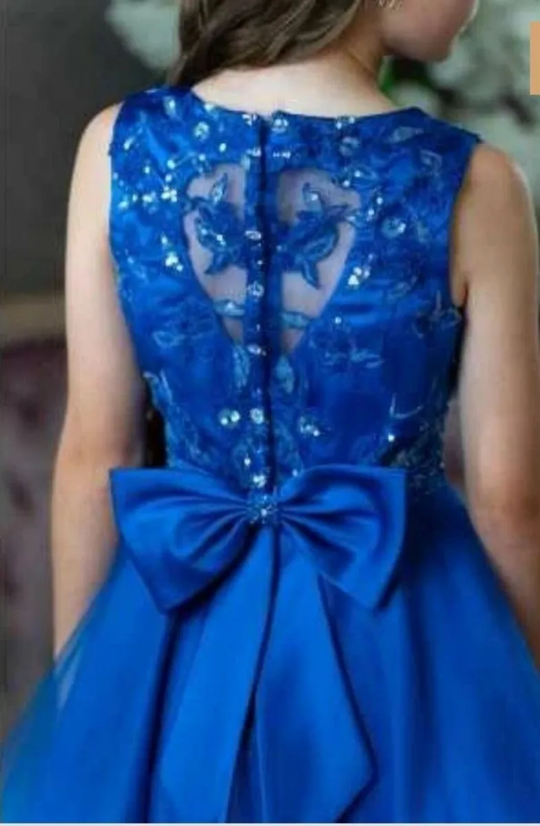 Peacock blue embellished confirmation dress - Image 1