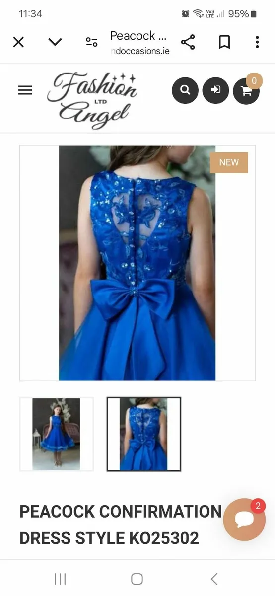 Peacock blue embellished confirmation dress - Image 2