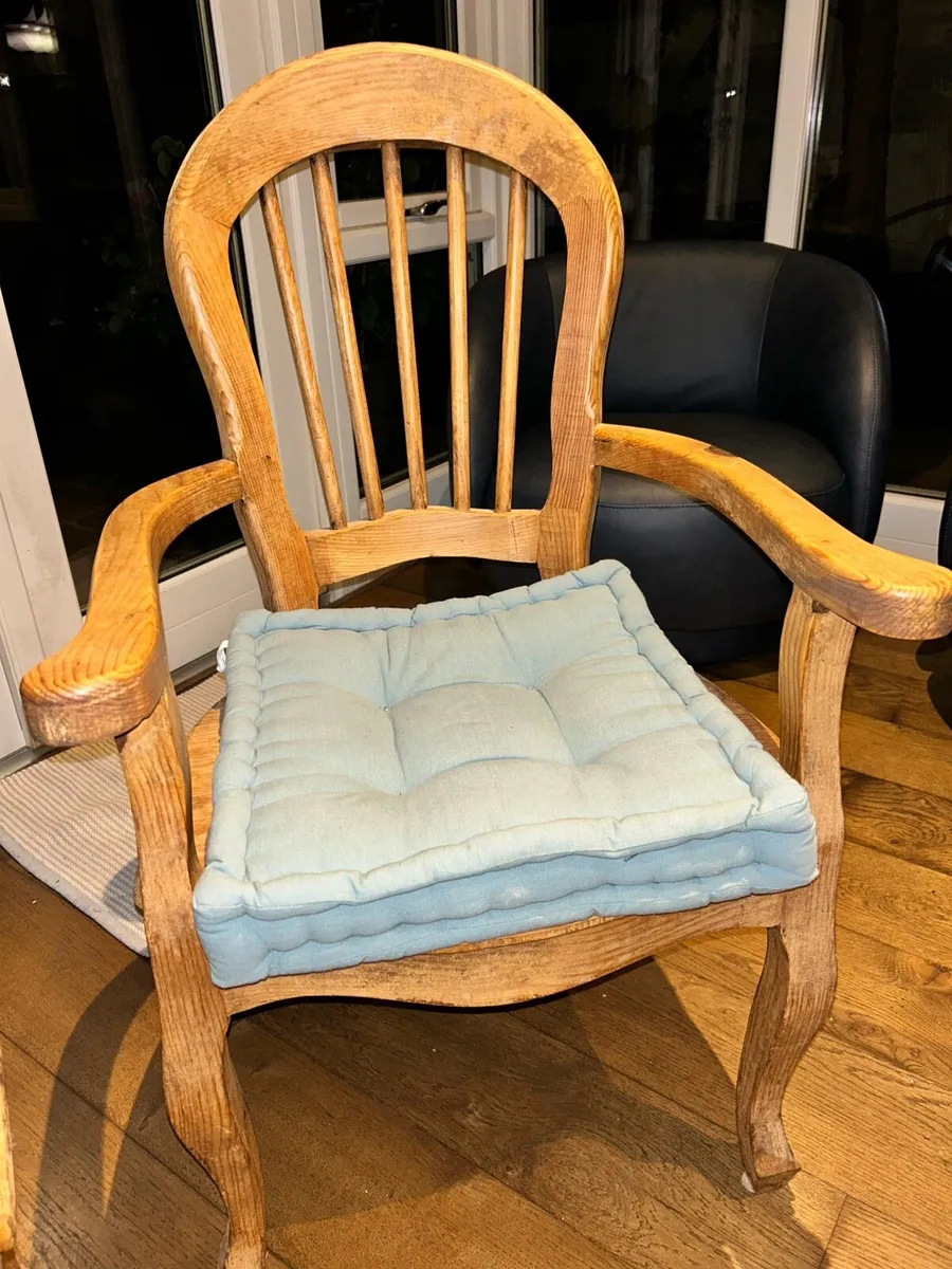 2 Solid Pine Carver Chairs - Image 1