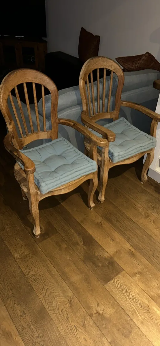 2 Solid Pine Carver Chairs - Image 3