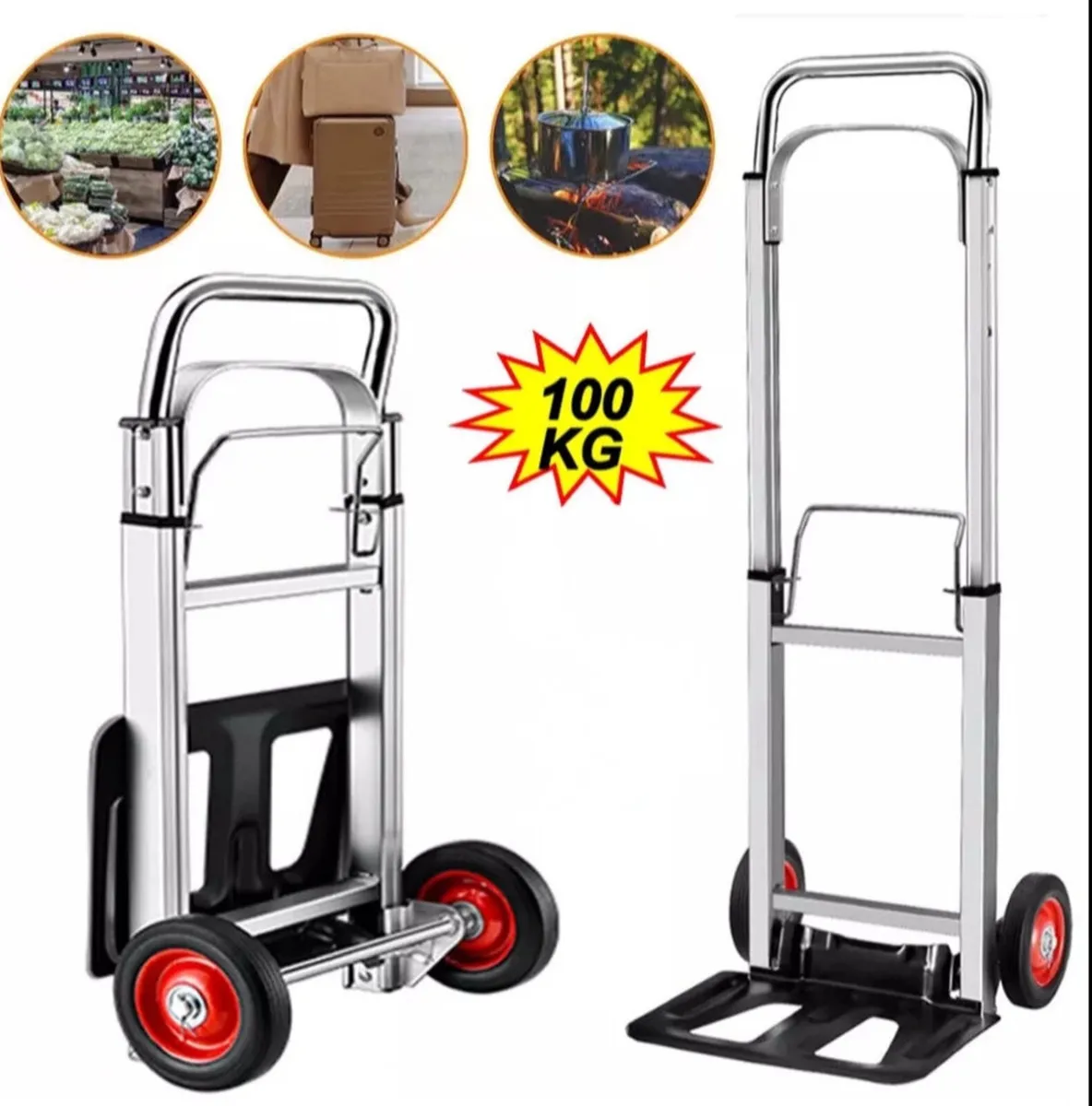100kg Folding Sack Truck Trolley Hand Cart NEW - Image 1