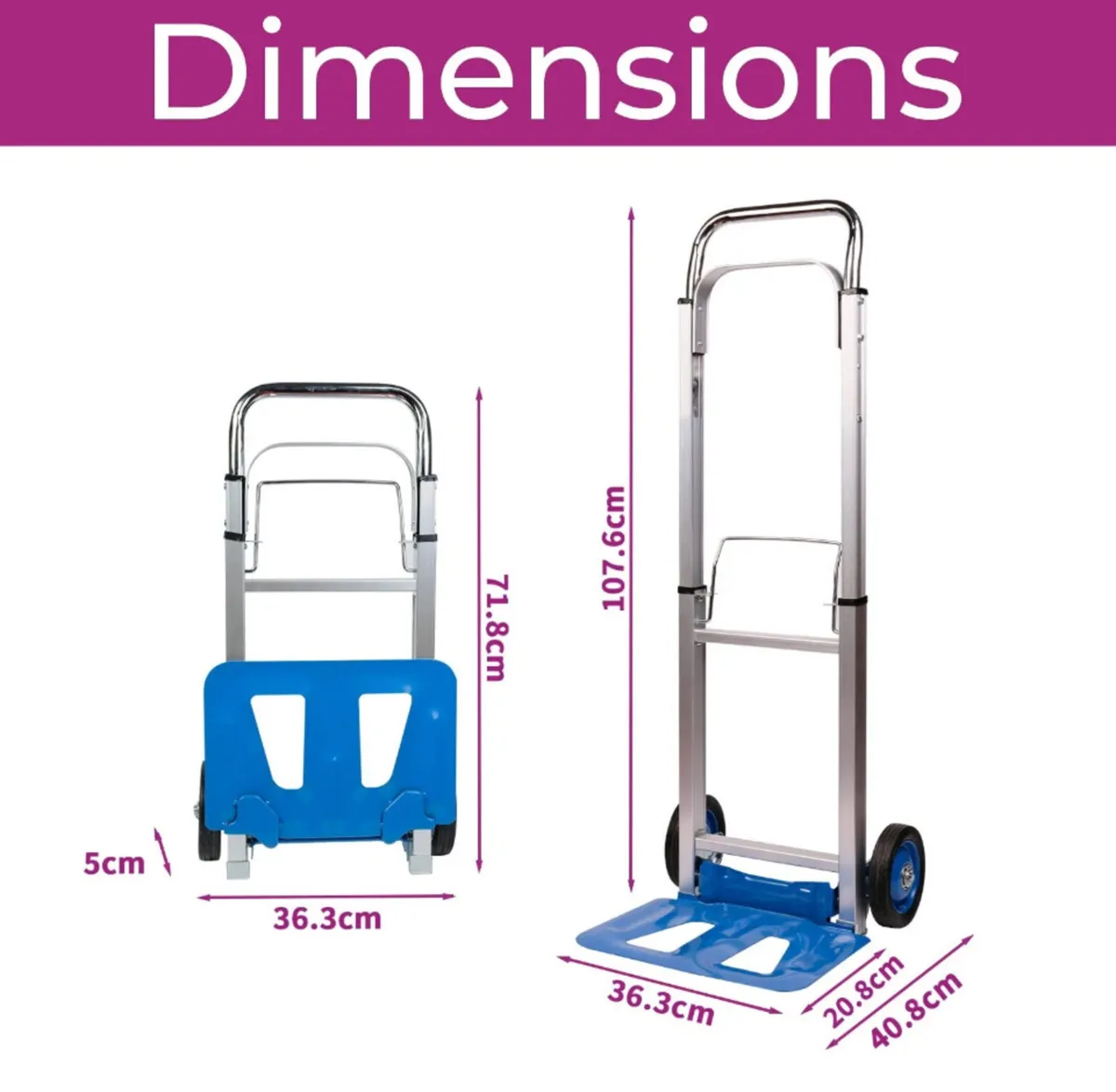 100kg Folding Sack Truck Trolley Hand Cart NEW - Image 3