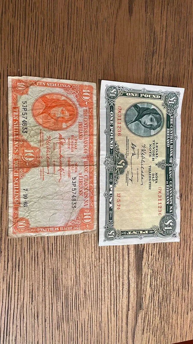 Lady lavery one pound note and ten shilling note - Image 1