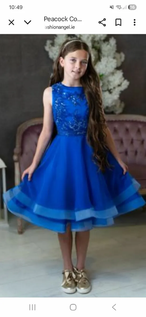 Peacock blue embellished confirmation dress - Image 3