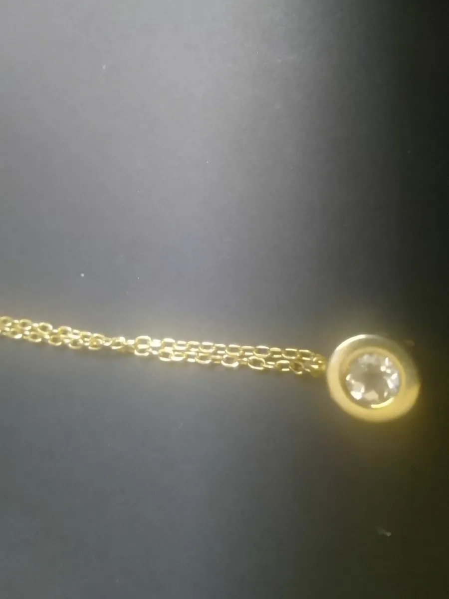 STERLING SILVER/GOLD WHITE TOPAZ BEZEL SET PENDANT - Image 1