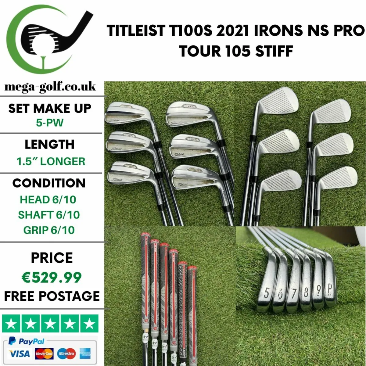 Titleist T100s 2021 Irons / 5-Pw / Stiff - Image 1
