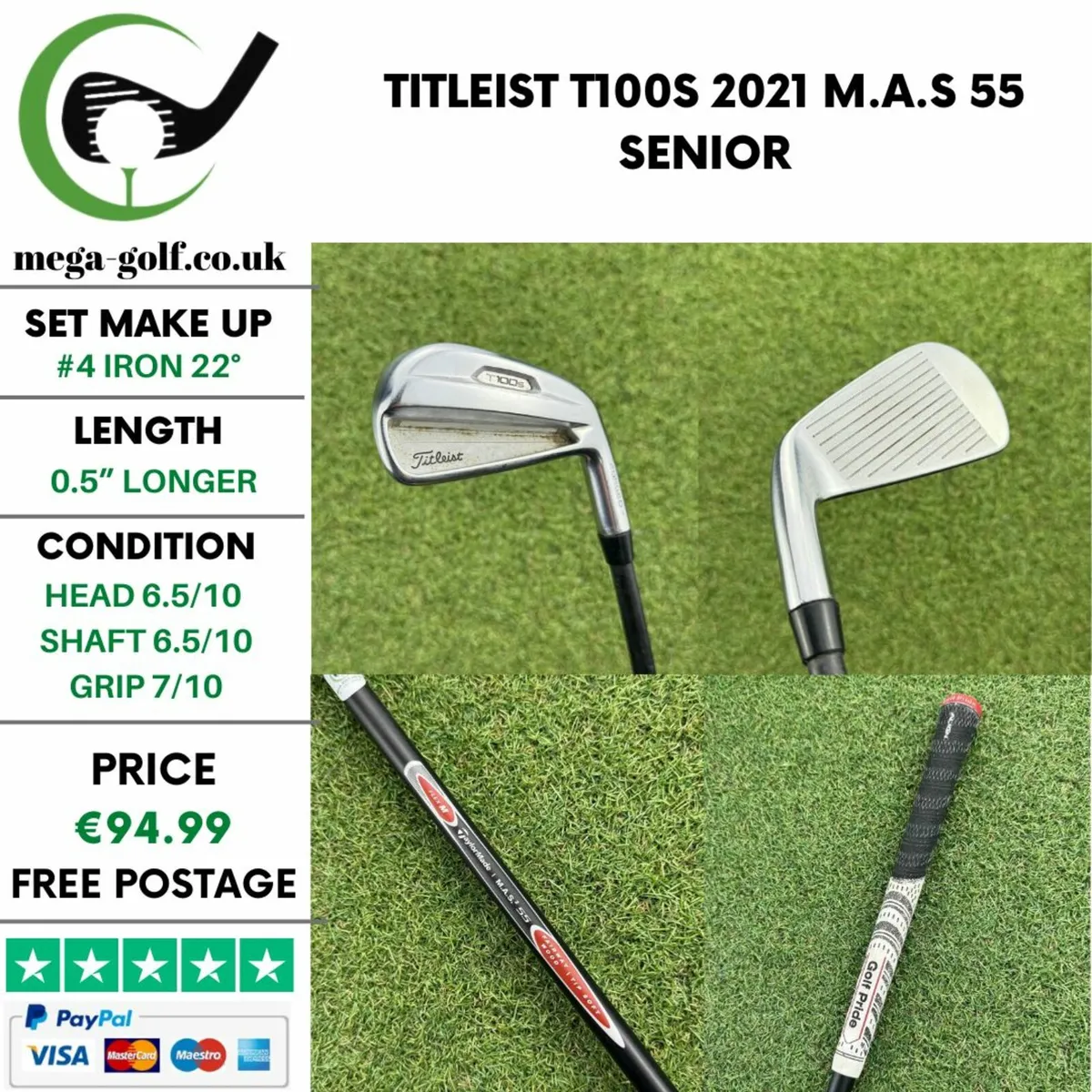 Titleist T100s 2021 #4 Iron 22° / M.A.S 55 Senior - Image 1