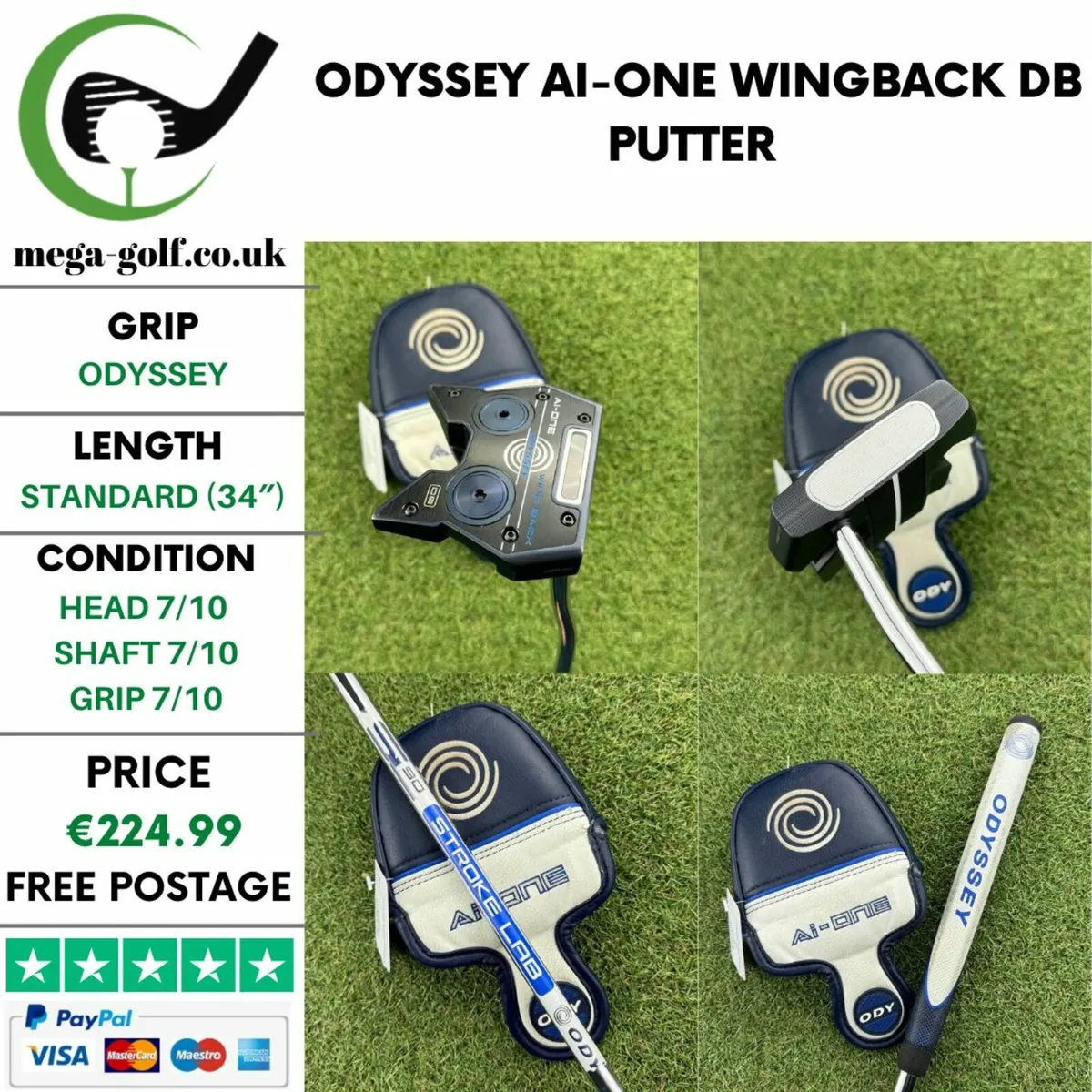 Odyssey Ai-One Wingback DB Putter / 34″ - Image 1
