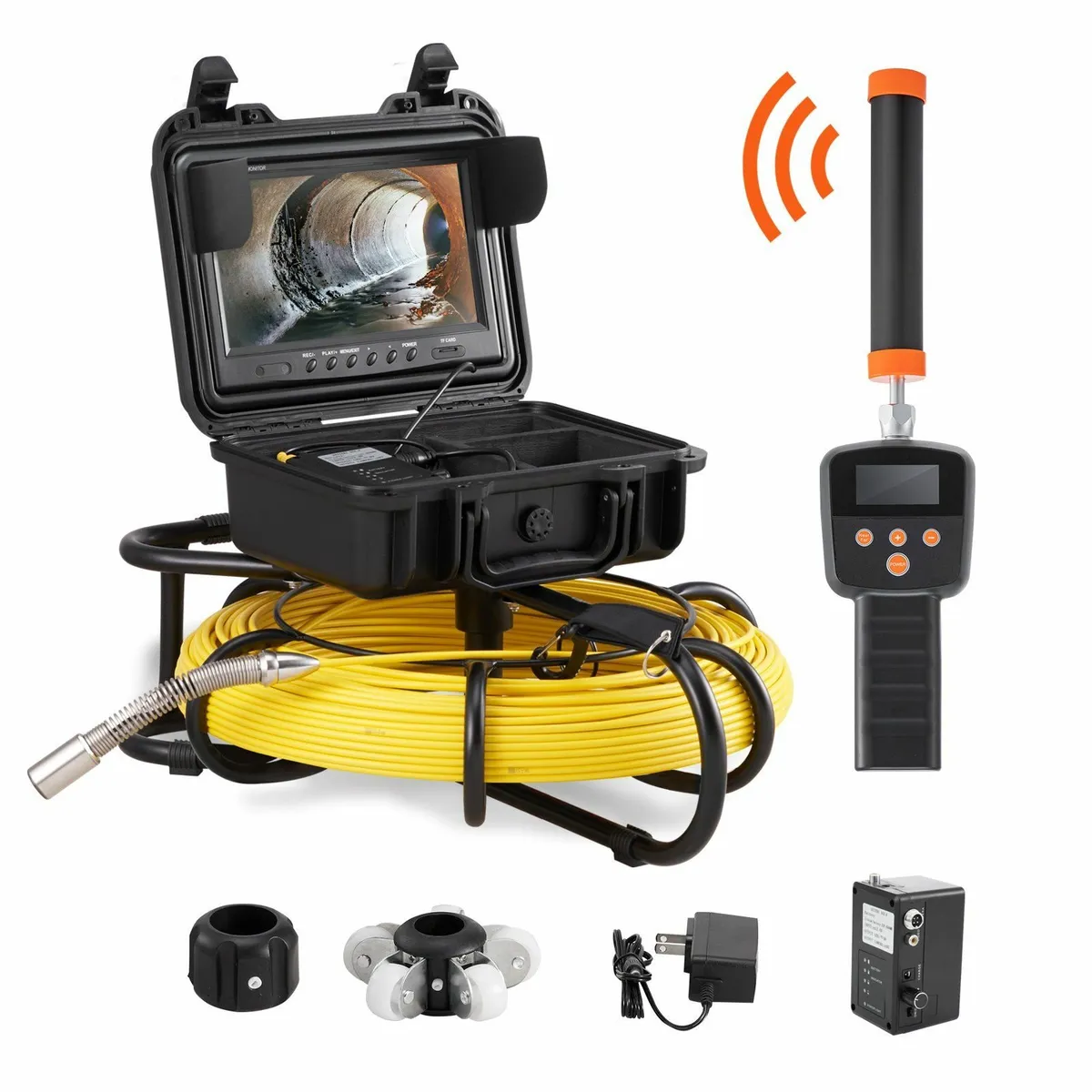 165ft Sewer Camera Pipe with 9in Inspection Camera - Image 1