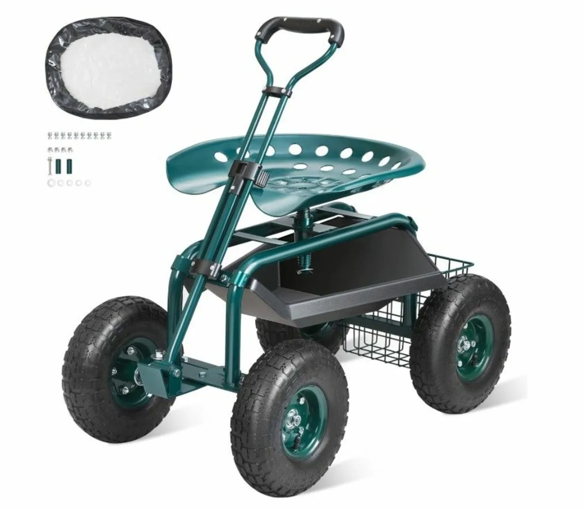 Garden Cart Rolling Workseat with Wheels - Image 1