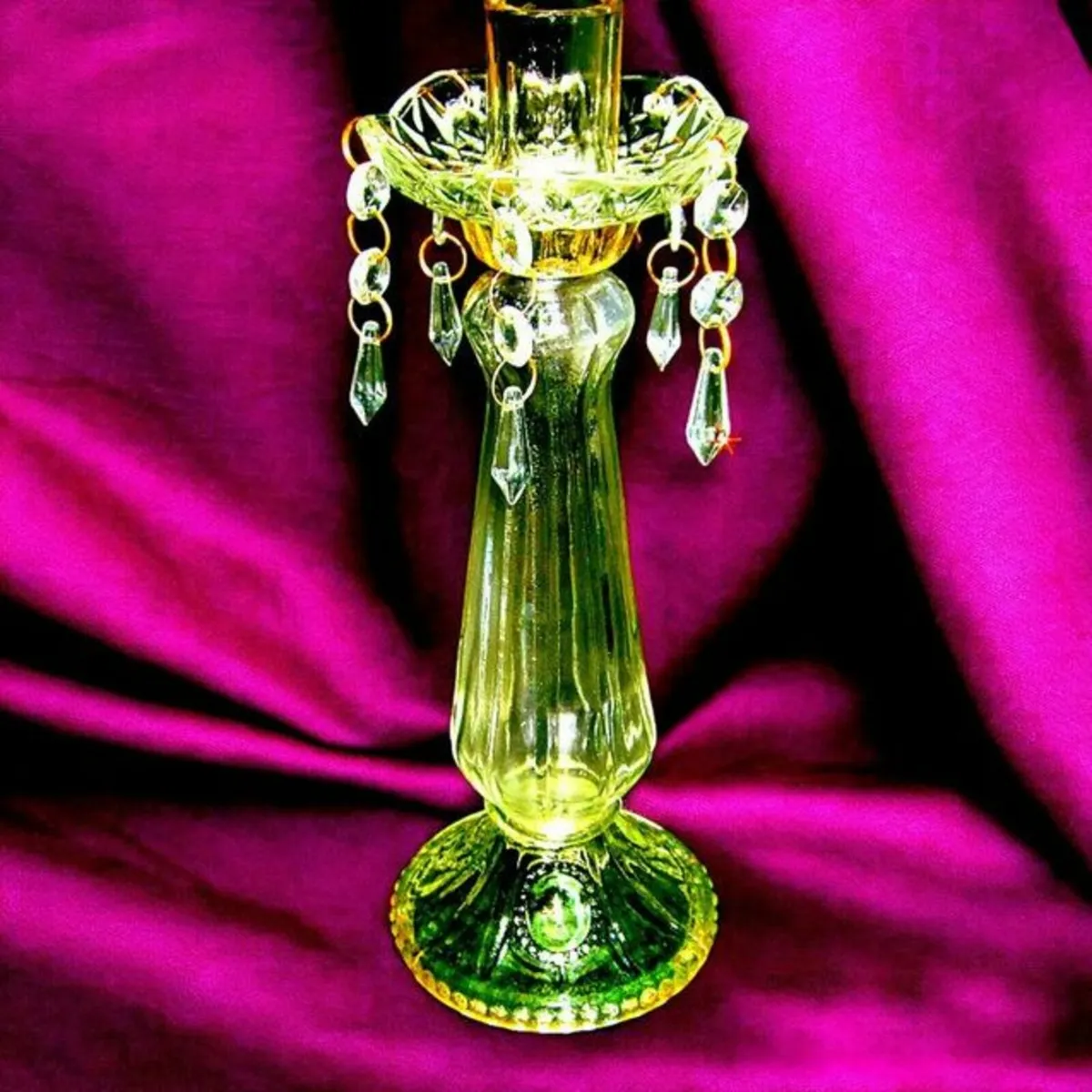 Vintage Glass Candle Holder - Image 1