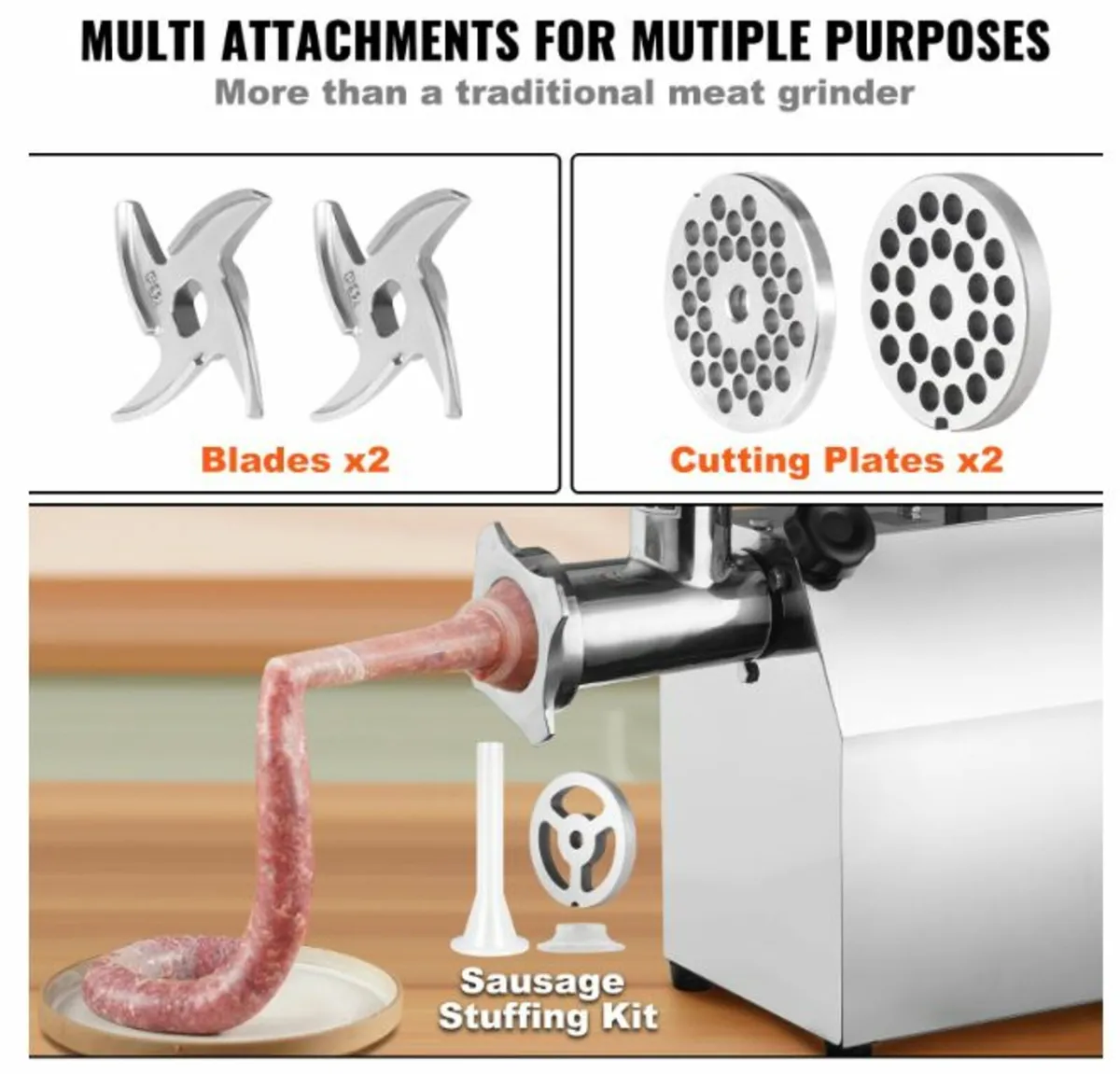 575W Industrial Meat Grinder With 2 Blades, Mincer - Image 4