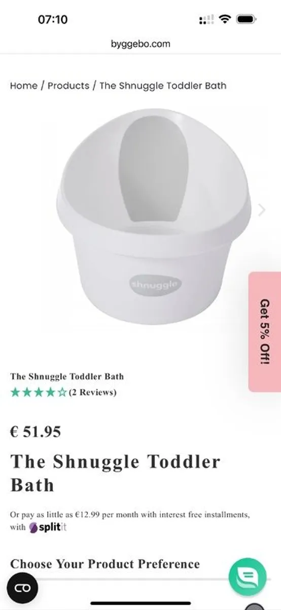 Shuggles baby bath toddler bath washy - Image 2