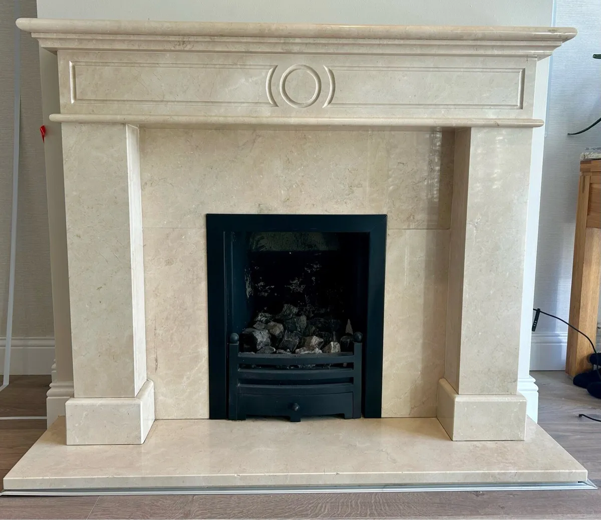 Cream Marble Fireplace - Image 1