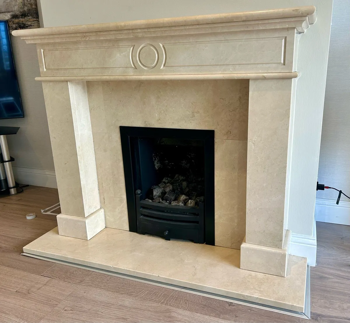 Cream Marble Fireplace - Image 2