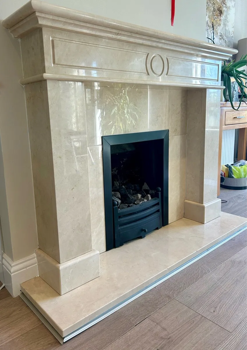 Cream Marble Fireplace - Image 3
