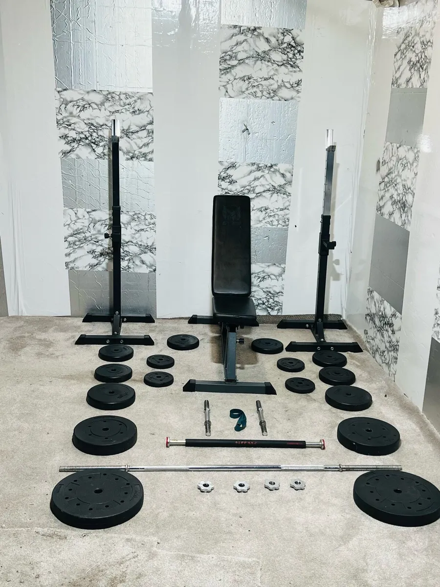 70KG WEIGHTS SET RACK STANDS BARBELL DUMBBELLS ++ - Image 2