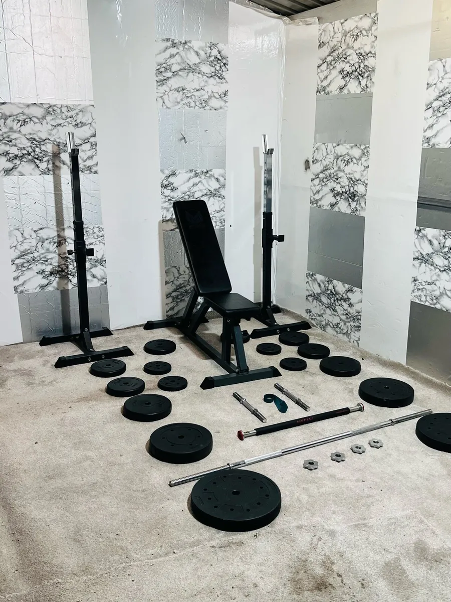 70KG WEIGHTS SET RACK STANDS BARBELL DUMBBELLS ++ - Image 1