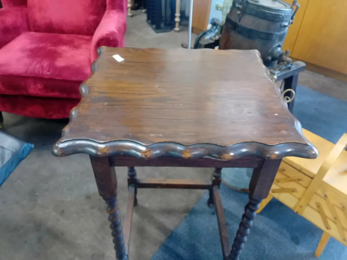 Antique Oak Barley Twist Lamp Table - Image 2