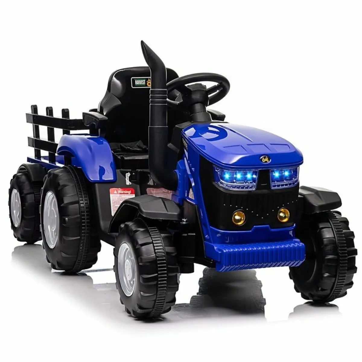 Turbo Harvest 12V Ride On Tractor Blue & Trailer - Image 1