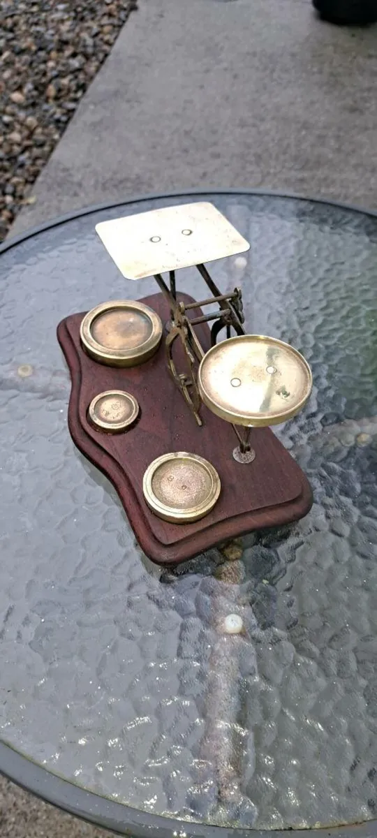 Old brass  post weighing schales - Image 2