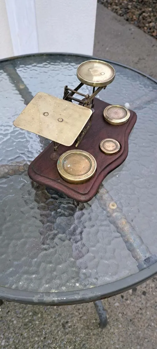 Old brass  post weighing schales - Image 3