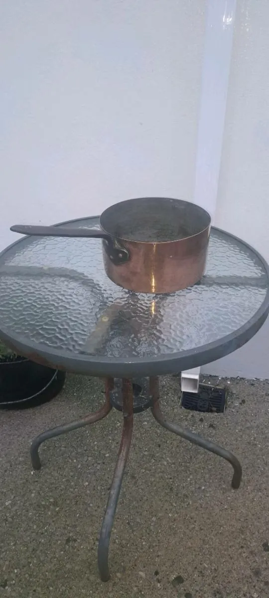 Old brass  cooking  saucepan - Image 1