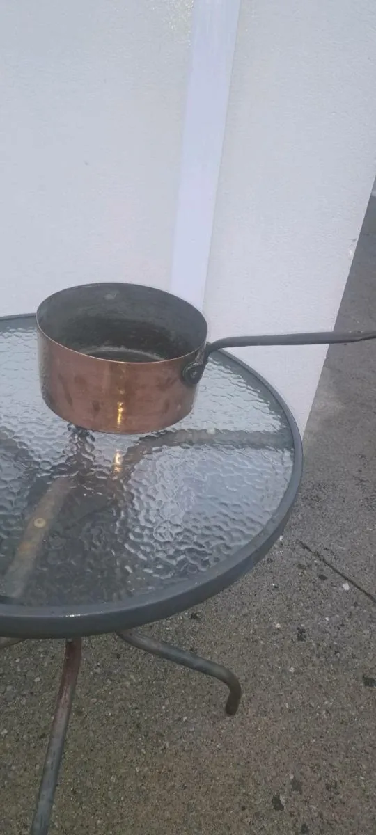 Old brass  cooking  saucepan - Image 2