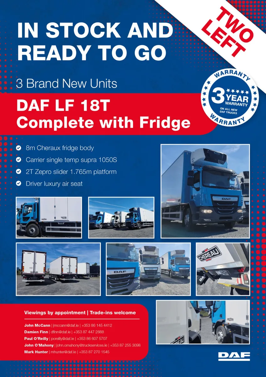 NEW DAF LF 18Ton Complete with Fridge--2 units - Image 1