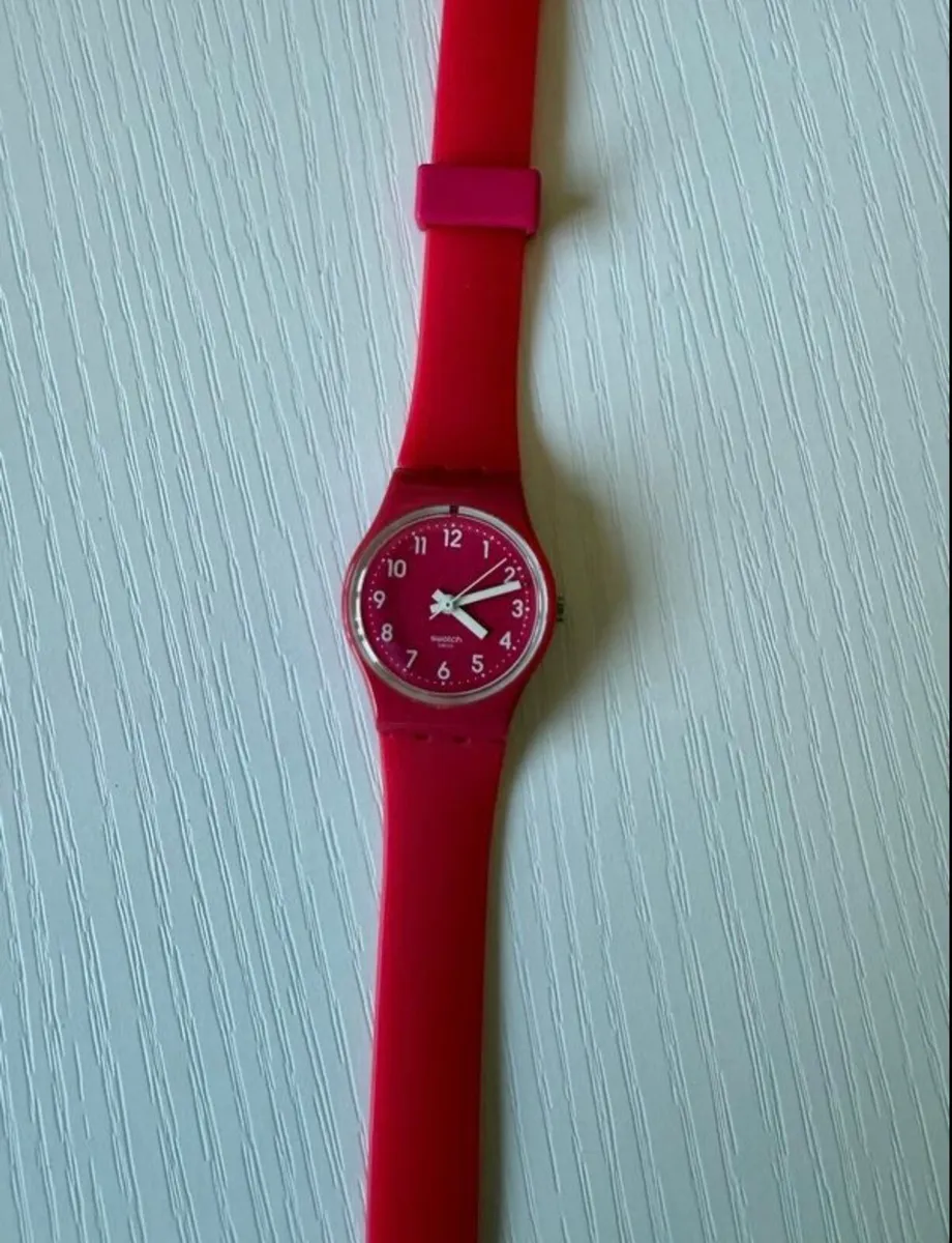 Swatch unisex watch, dark pink colour - Image 2