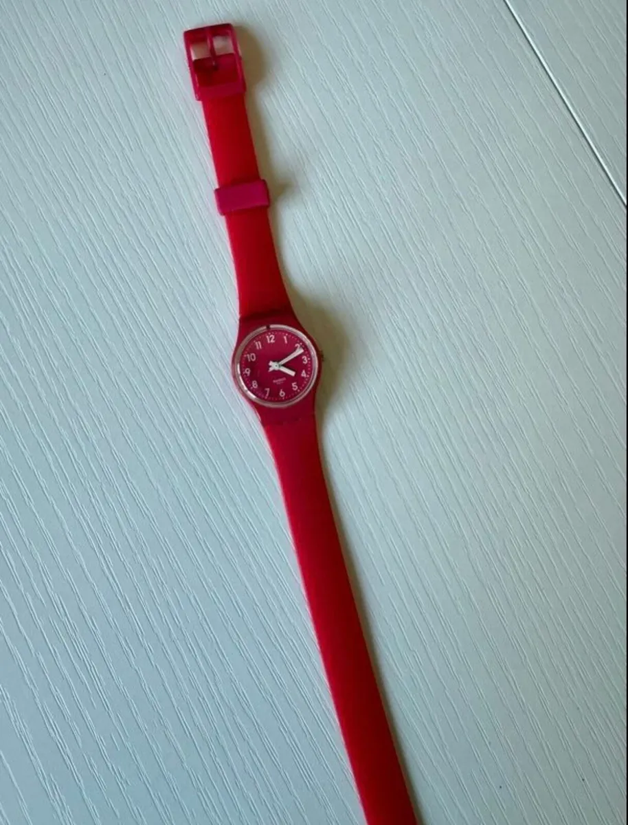 Swatch unisex watch, dark pink colour - Image 3