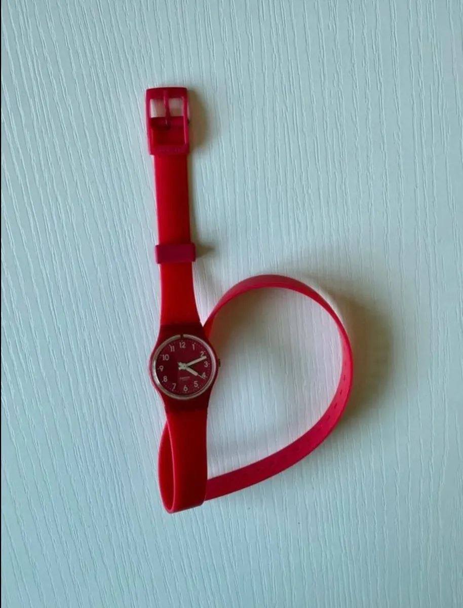 Swatch unisex watch, dark pink colour - Image 4