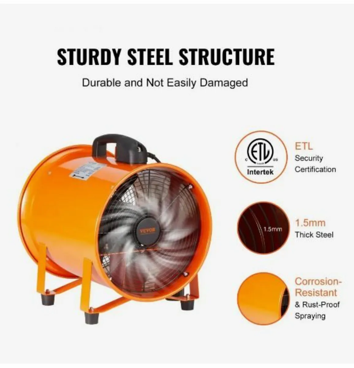 Portable Ventilator, 304.8mm Heavy Duty Cylinder - Image 3