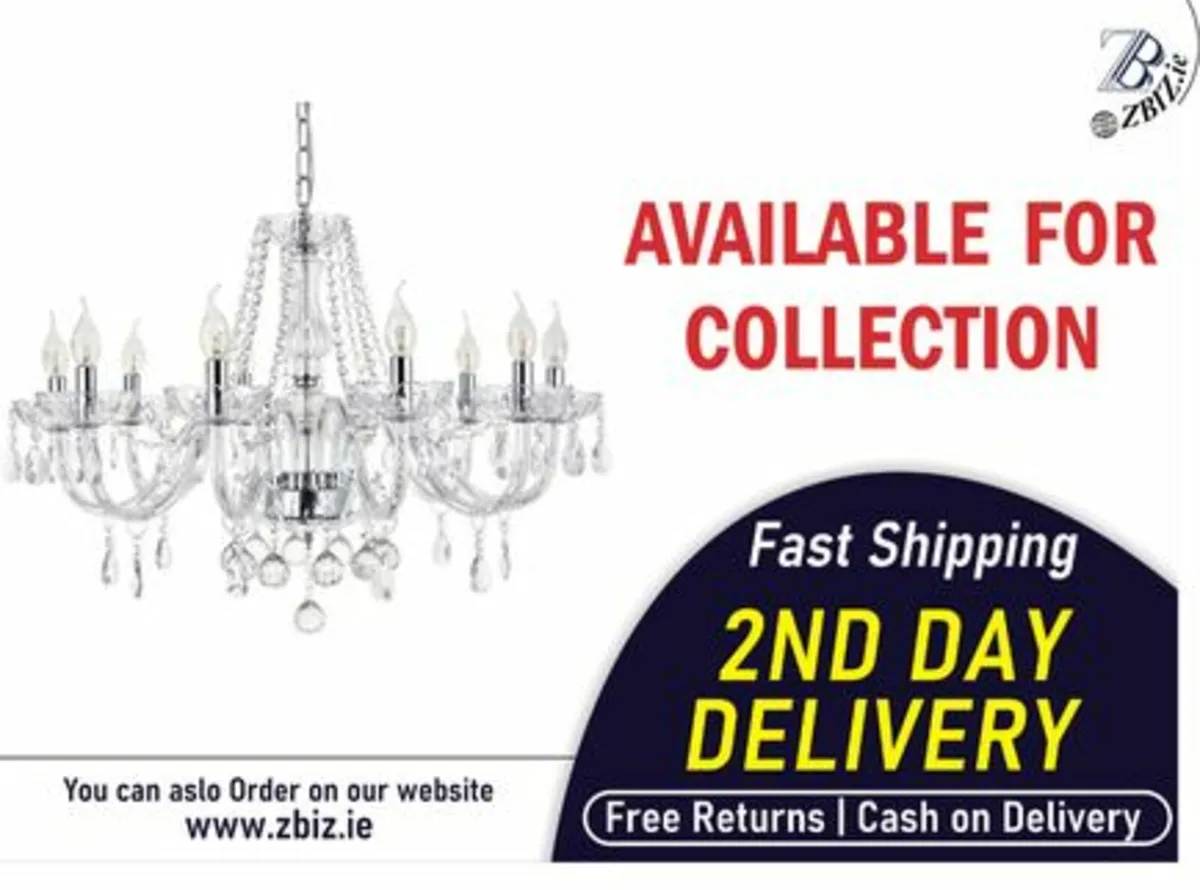 Chandelier with 10-Lights, Clear Crystal Droplet - Image 1