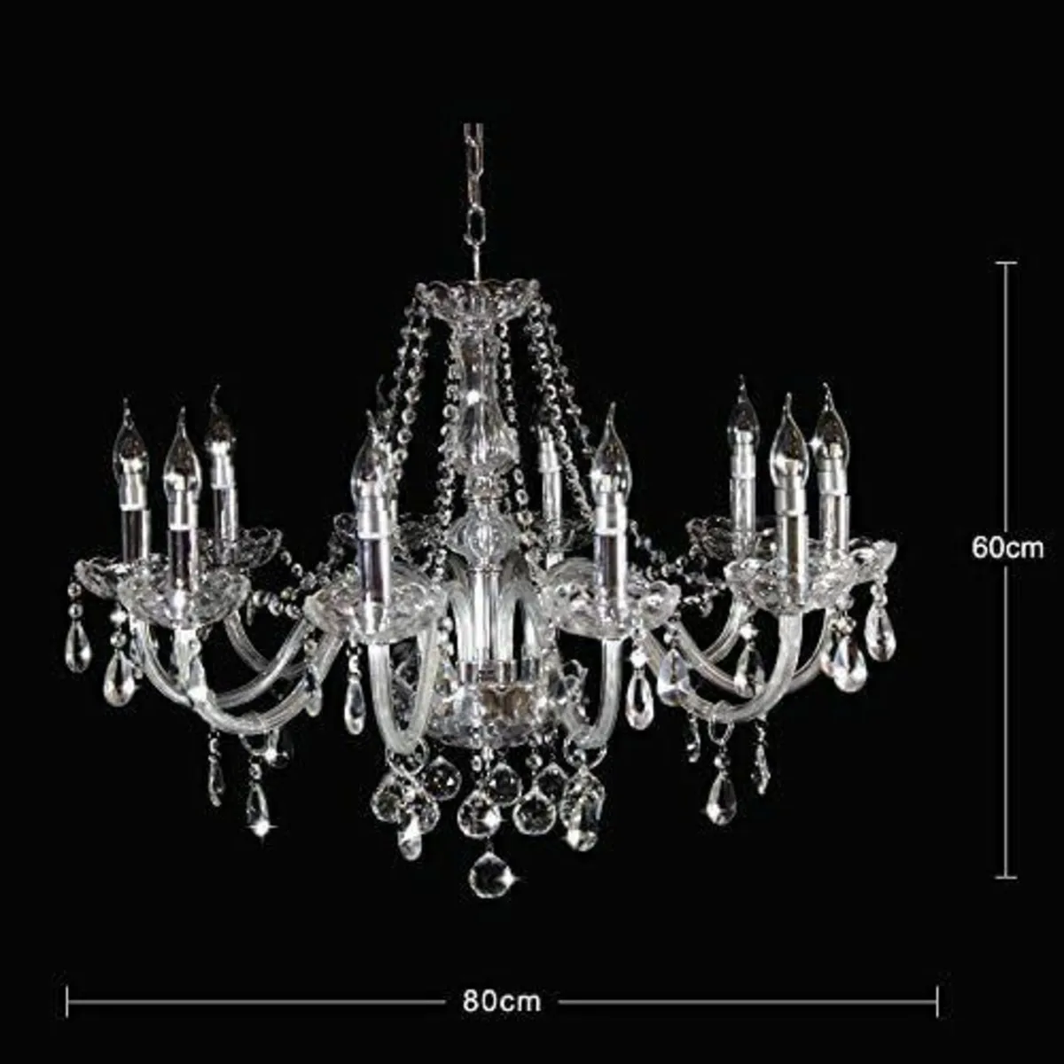 Chandelier with 10-Lights, Clear Crystal Droplet - Image 3