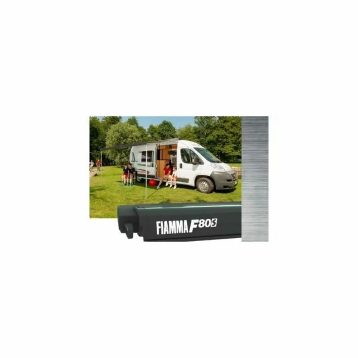 Fiamma F80S Deep Black 3.7m Grey Cloth - Image 1