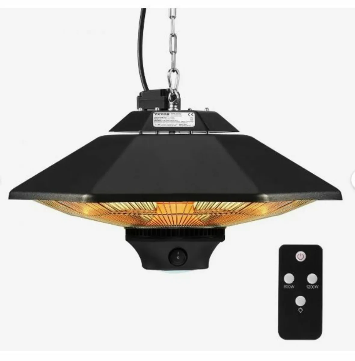 Hanging Patio Heater, 2000W Remote Control - Image 1