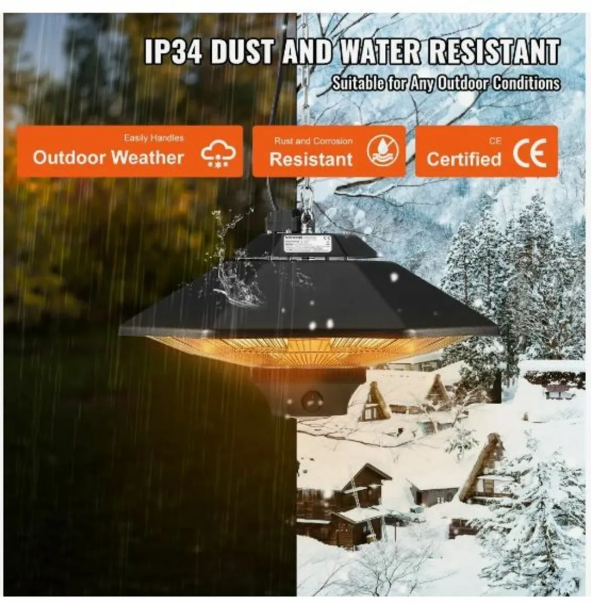 Hanging Patio Heater, 2000W Remote Control - Image 4