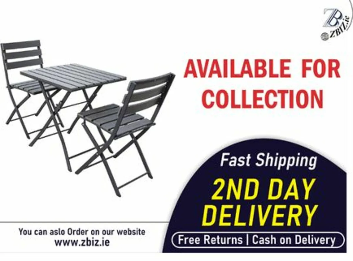 Table & Chairs Set with HDPE Top and Metal Frame - Image 1
